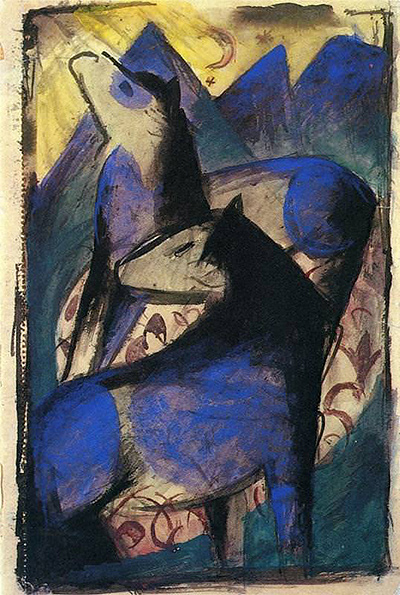 Two Blue Horses Franz Marc